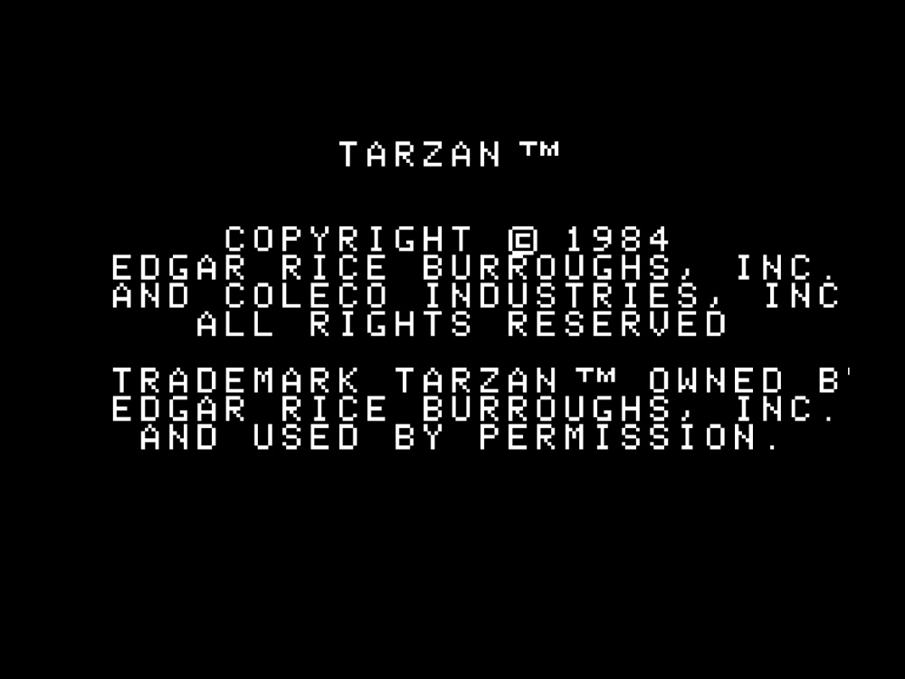 Title Screen of Tarzan for Colecovision